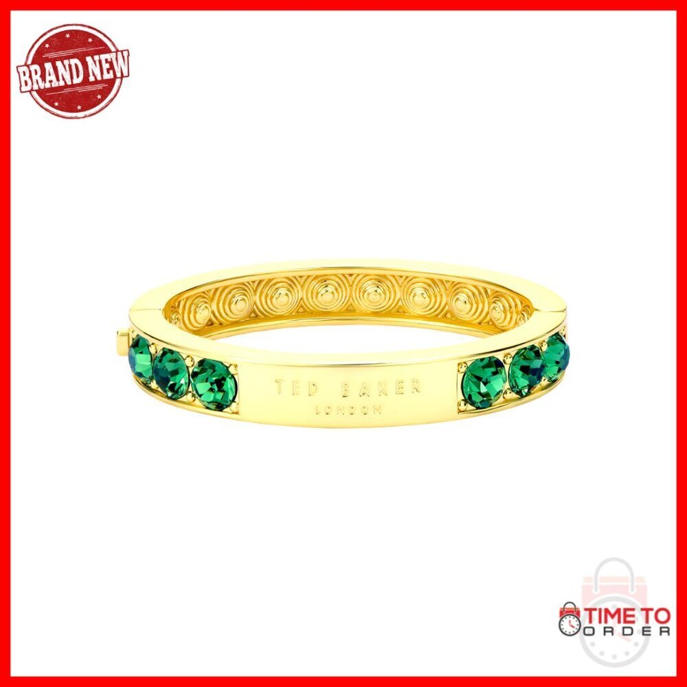 Gold-Tone Crystal Bangle Bracelet Elegant Hinged Closure Women's Jewelry